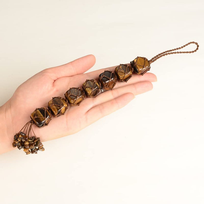 iSTONE Hanging Ornaments Natural Tiger Eye Ornaments Home Decor Gemstones Reiki Feng Shui Ornament Window Wall Ornament - Image 5